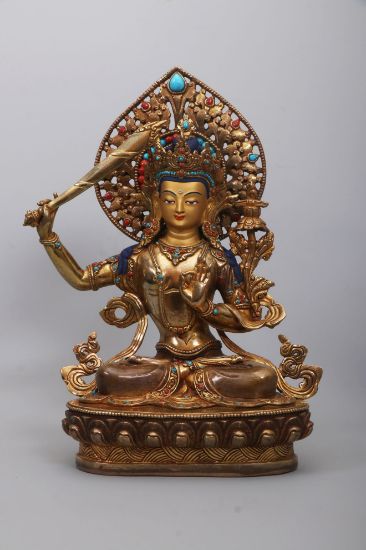 Picture of Manjushree Statue | Handmade | Gold Gilded