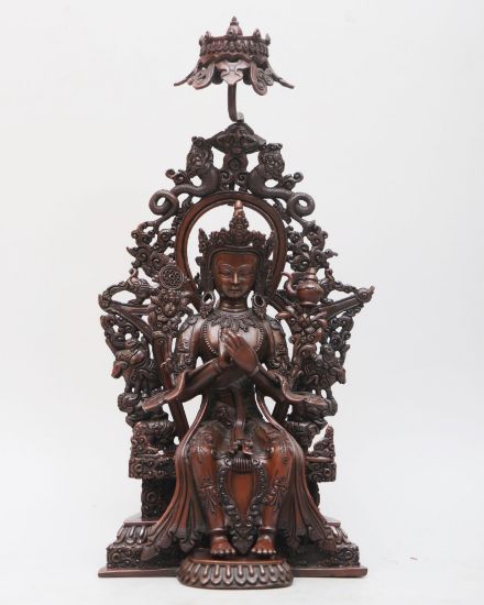 Picture of Maitreya Buddha | Bodhisattva Statue | Copper Oxidized