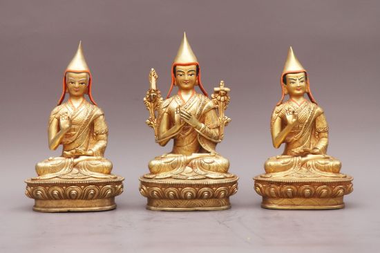 Picture of Tson Khapa Set | Zongkapa Lobsang Zhaba | Gold Gilded