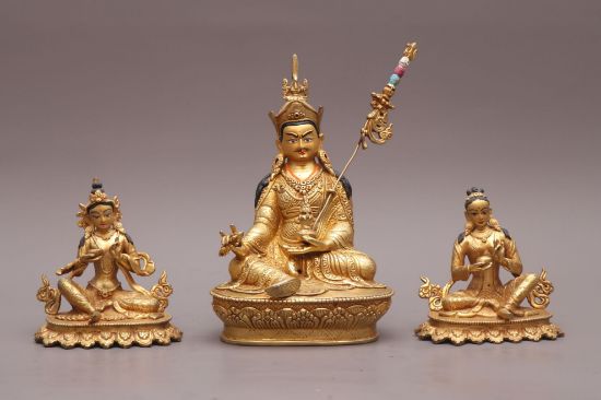 Picture of Three Guru Set Statue | Gold Gilded | Handmade