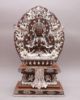 Picture of Singhasan Khadcheri Statue | Chenrezig | Copper Oxidized | Silver Plated