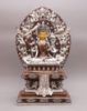 Picture of Singhasan Manjushree| Manjushree Statue | Copper Oxidized | Silver Plated