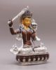 Picture of Singhasan Manjushree| Manjushree Statue | Copper Oxidized | Silver Plated