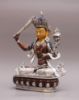 Picture of Singhasan Manjushree| Manjushree Statue | Copper Oxidized | Silver Plated