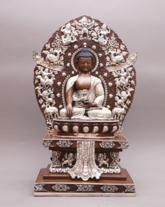 Picture of Singhasan Buddha | Shakyamuni Buddha Statue |Handmade | Copper Oxidized